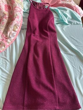 Speechless Sparkling Magenta Halter Mini Dress
